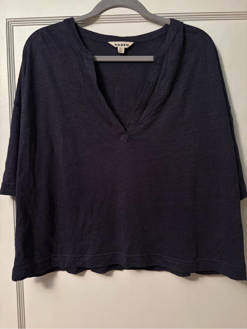 Boden Navy V-Neck Boxy Sweatshirt